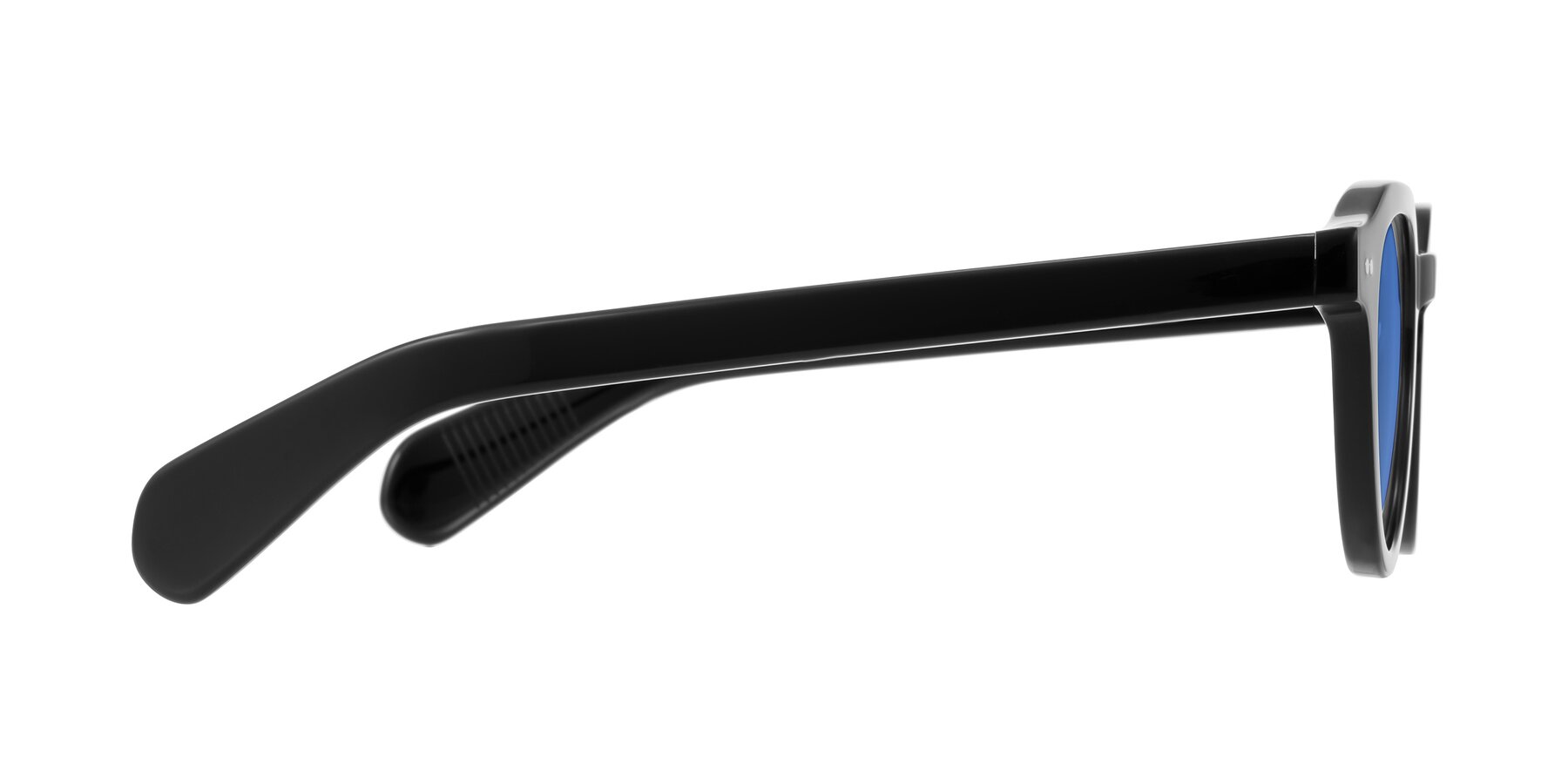 Side of Rohamn in Black with Blue Tinted Lenses