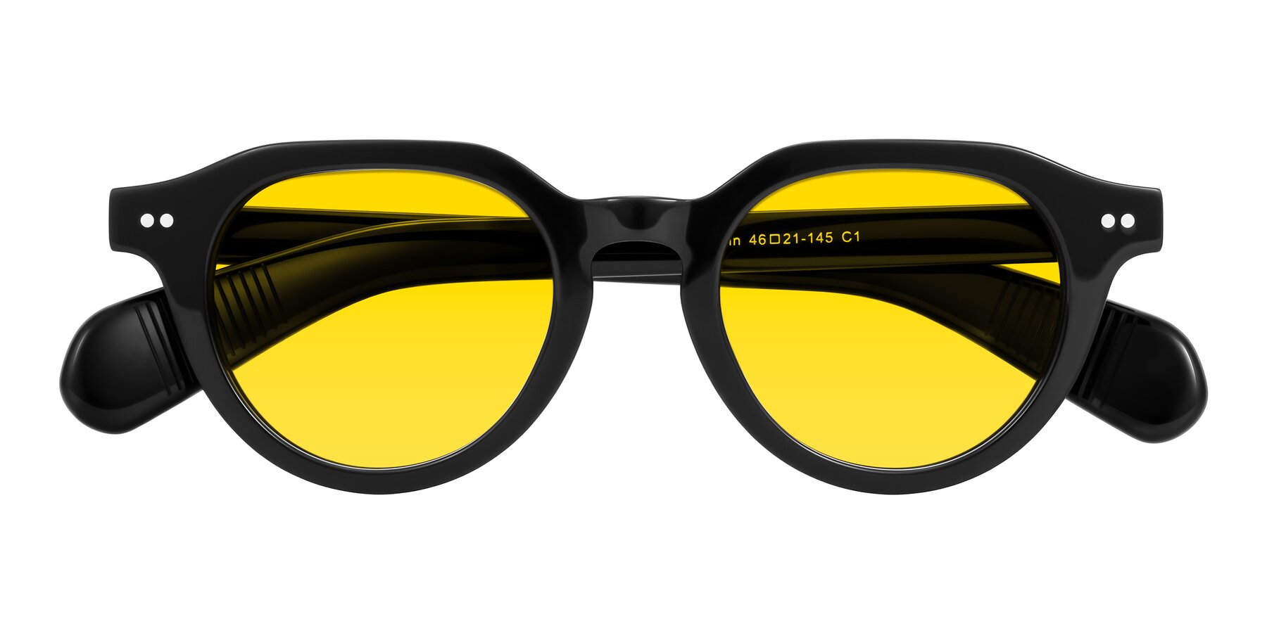 Folded Front of Rohamn in Black with Yellow Tinted Lenses