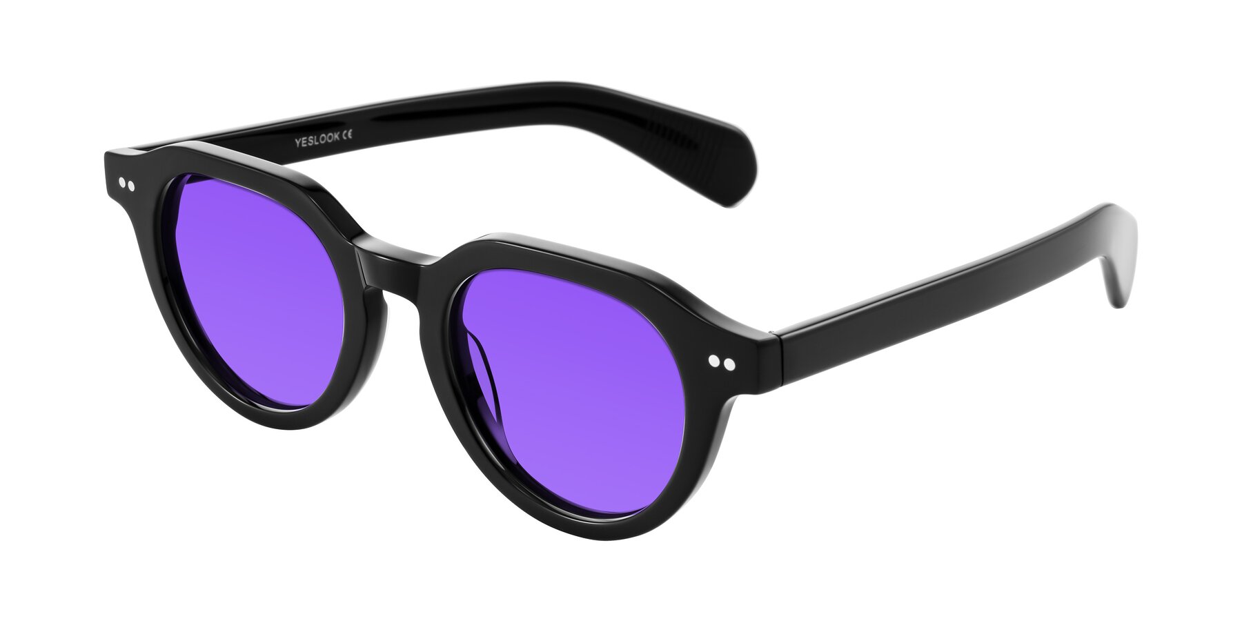 Angle of Rohamn in Black with Purple Tinted Lenses