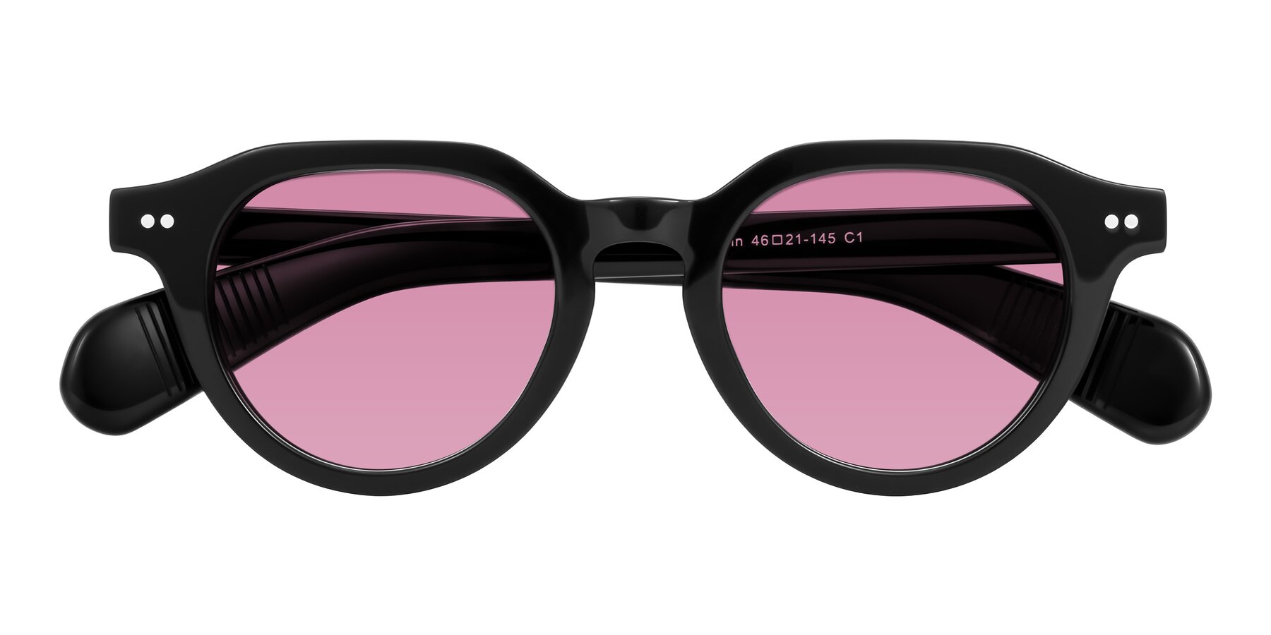 Folded Front of Rohamn in Black with Medium Wine Tinted Lenses