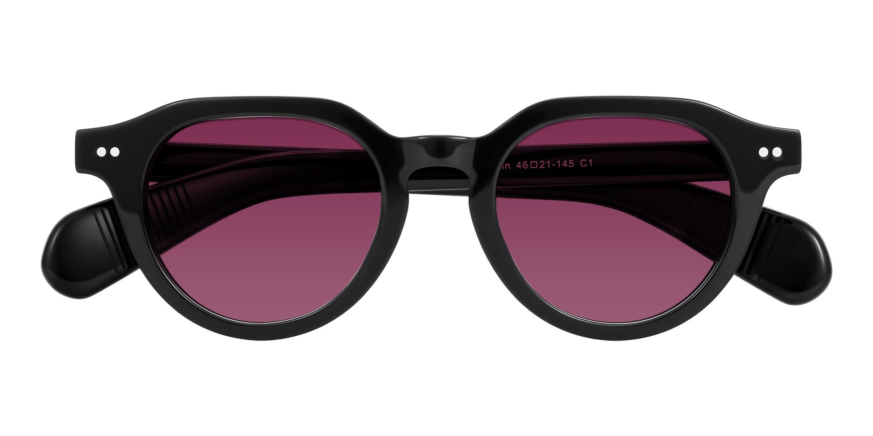 Folded Front of Rohamn in Black with Wine Tinted Lenses