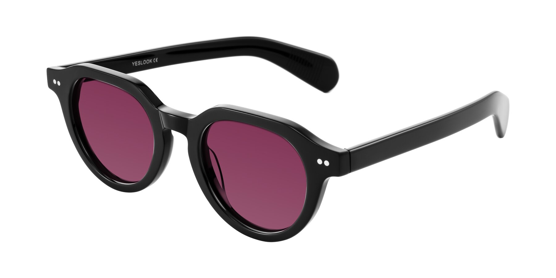 Angle of Rohamn in Black with Wine Tinted Lenses