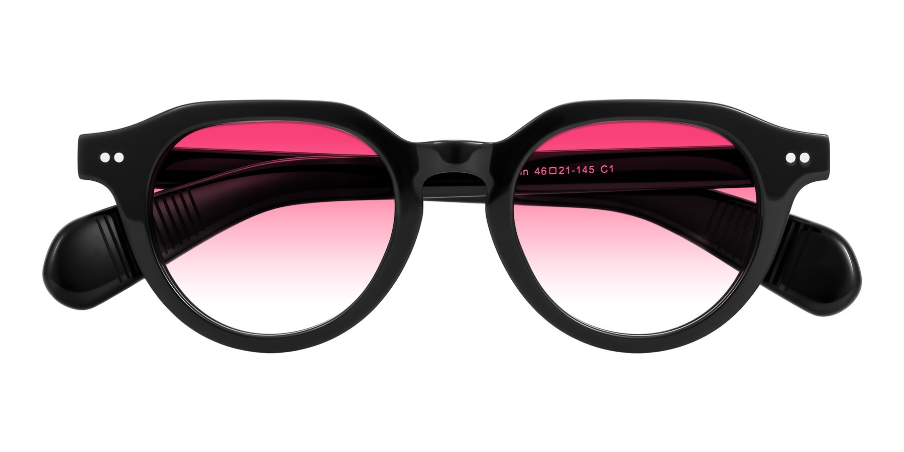 Folded Front of Rohamn in Black with Pink Gradient Lenses