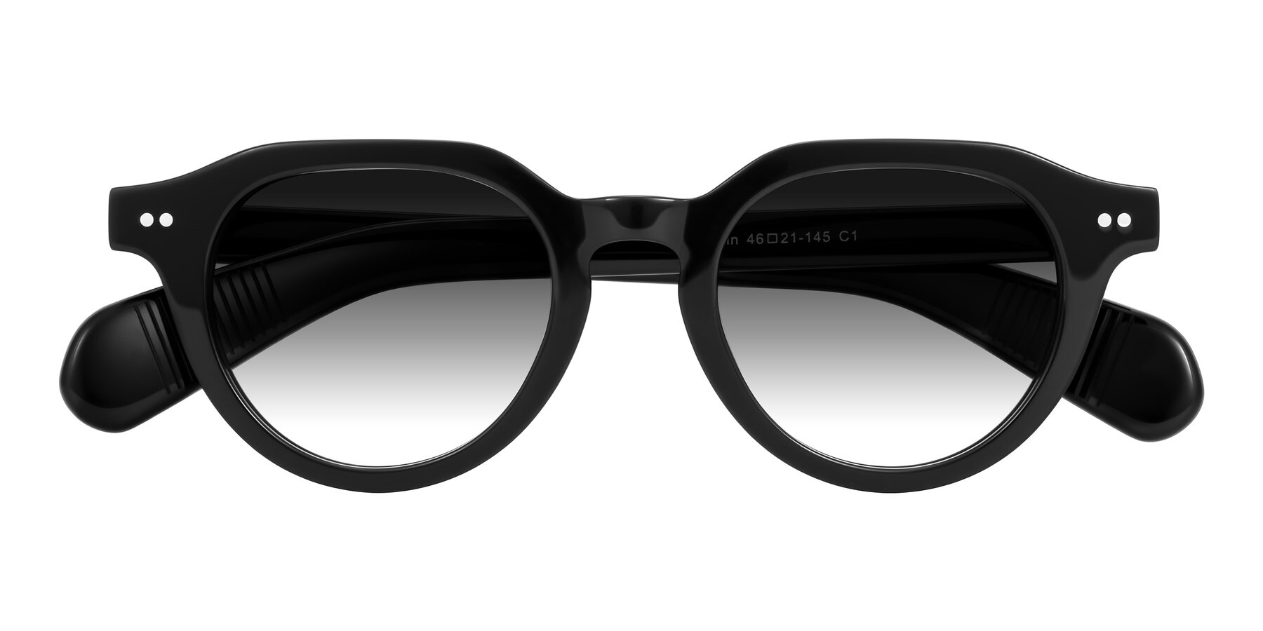 Folded Front of Rohamn in Black with Gray Gradient Lenses