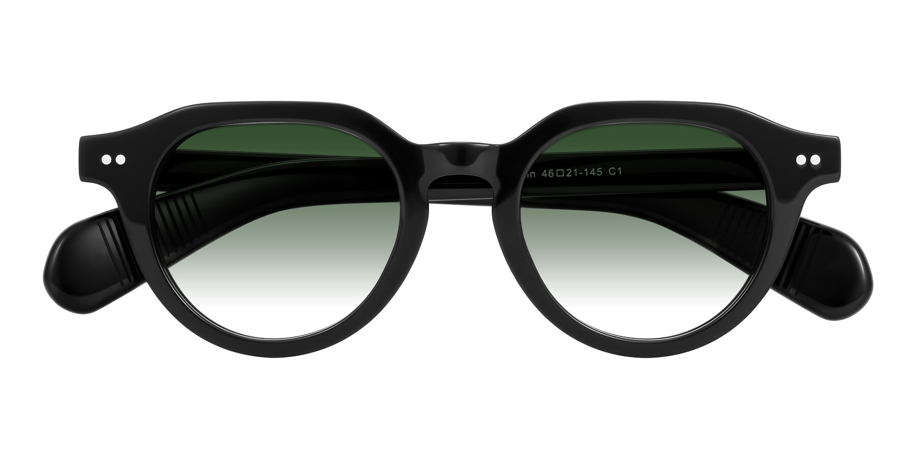 Folded Front of Rohamn in Black with Green Gradient Lenses