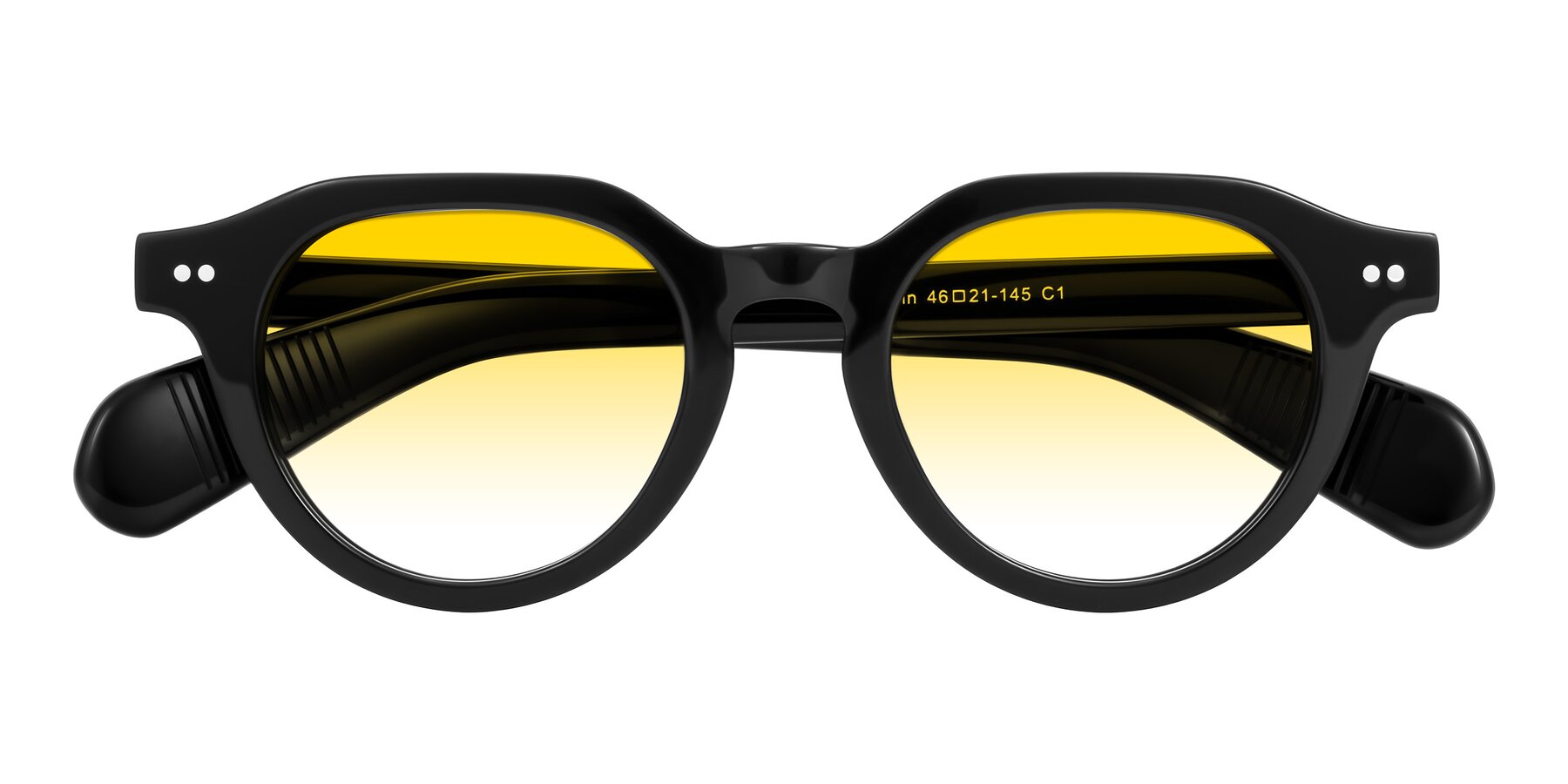 Folded Front of Rohamn in Black with Yellow Gradient Lenses