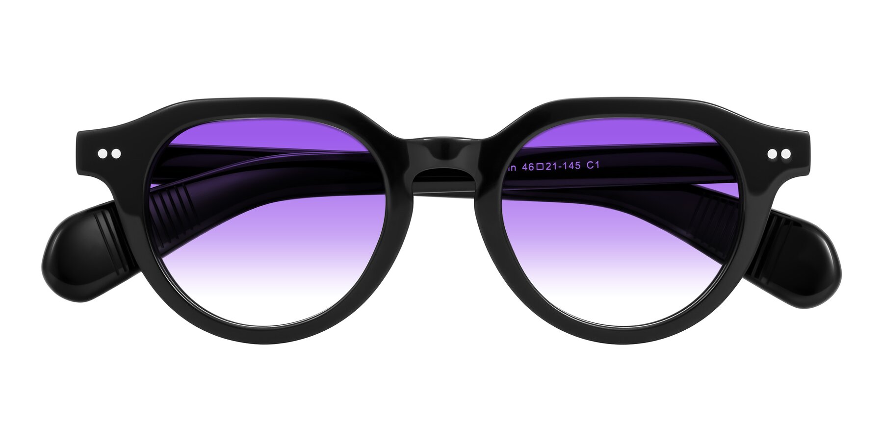 Folded Front of Rohamn in Black with Purple Gradient Lenses