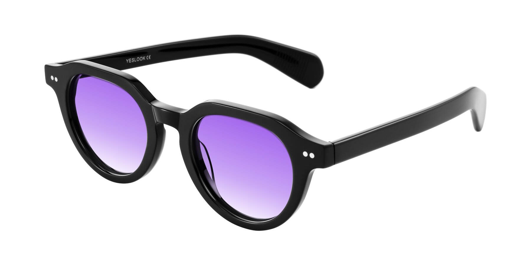 Angle of Rohamn in Black with Purple Gradient Lenses