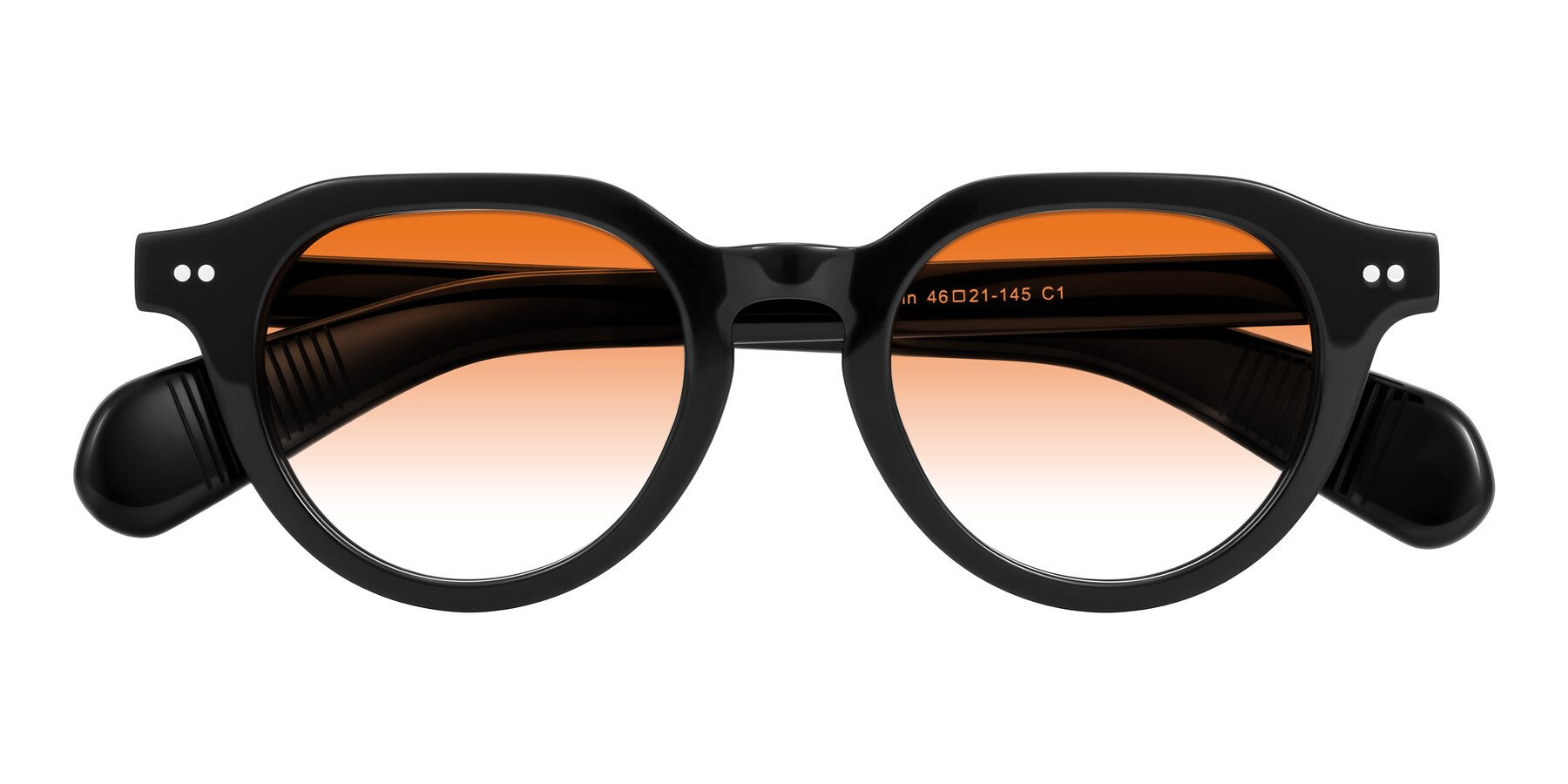 Folded Front of Rohamn in Black with Orange Gradient Lenses