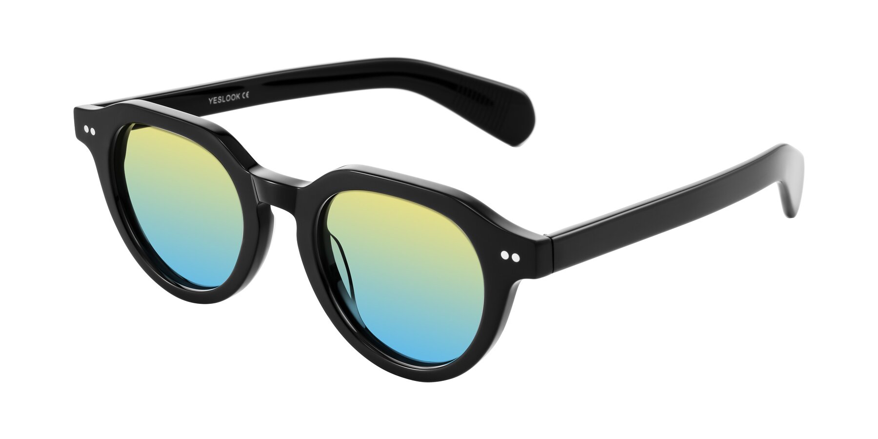 Angle of Rohamn in Black with Yellow / Blue Gradient Lenses