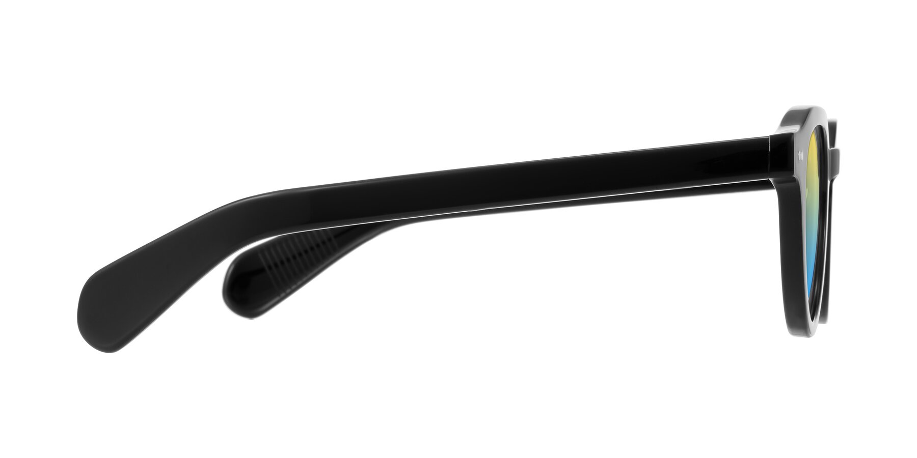 Side of Rohamn in Black with Yellow / Blue Gradient Lenses
