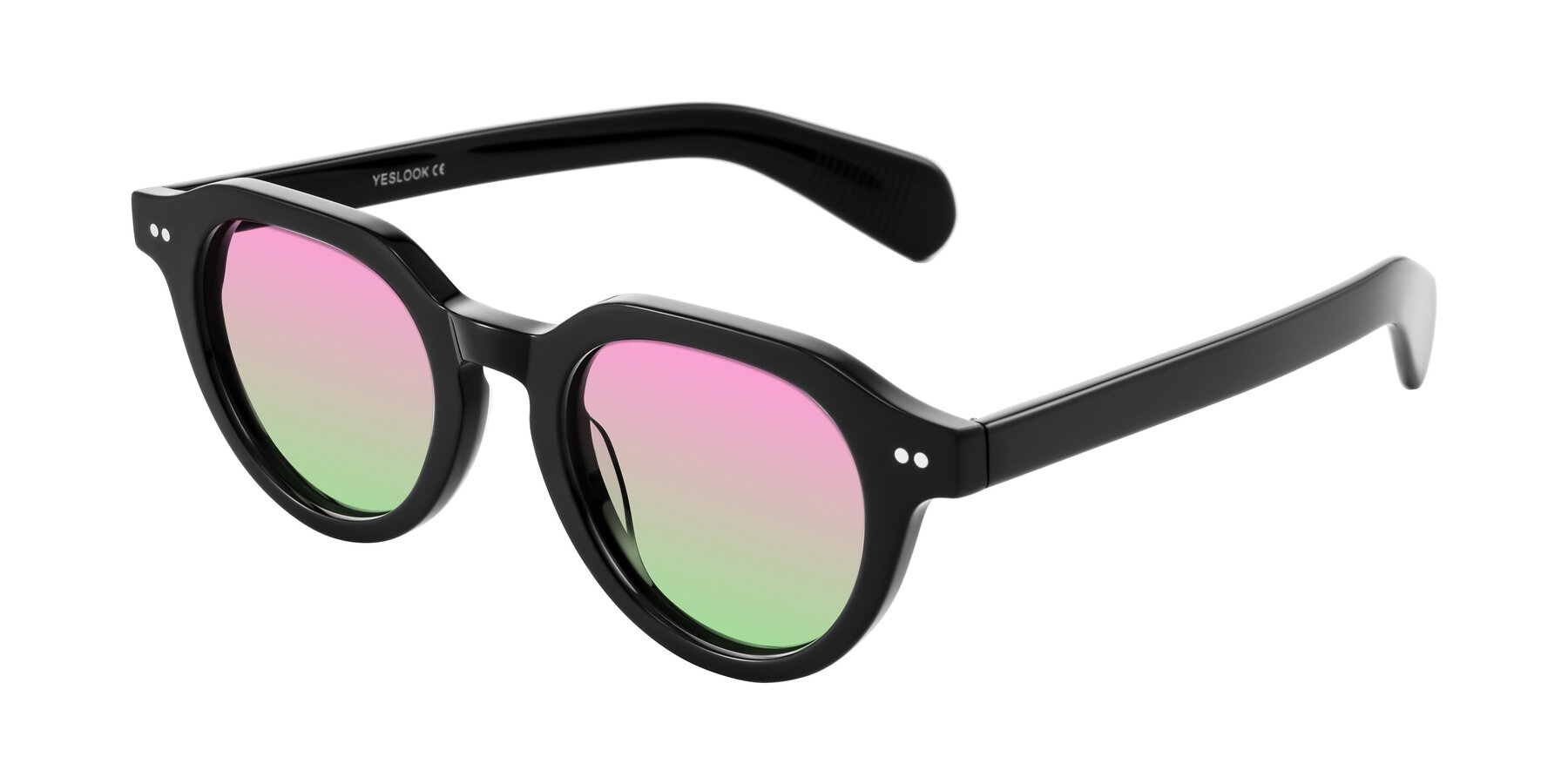 Angle of Rohamn in Black with Pink / Green Gradient Lenses