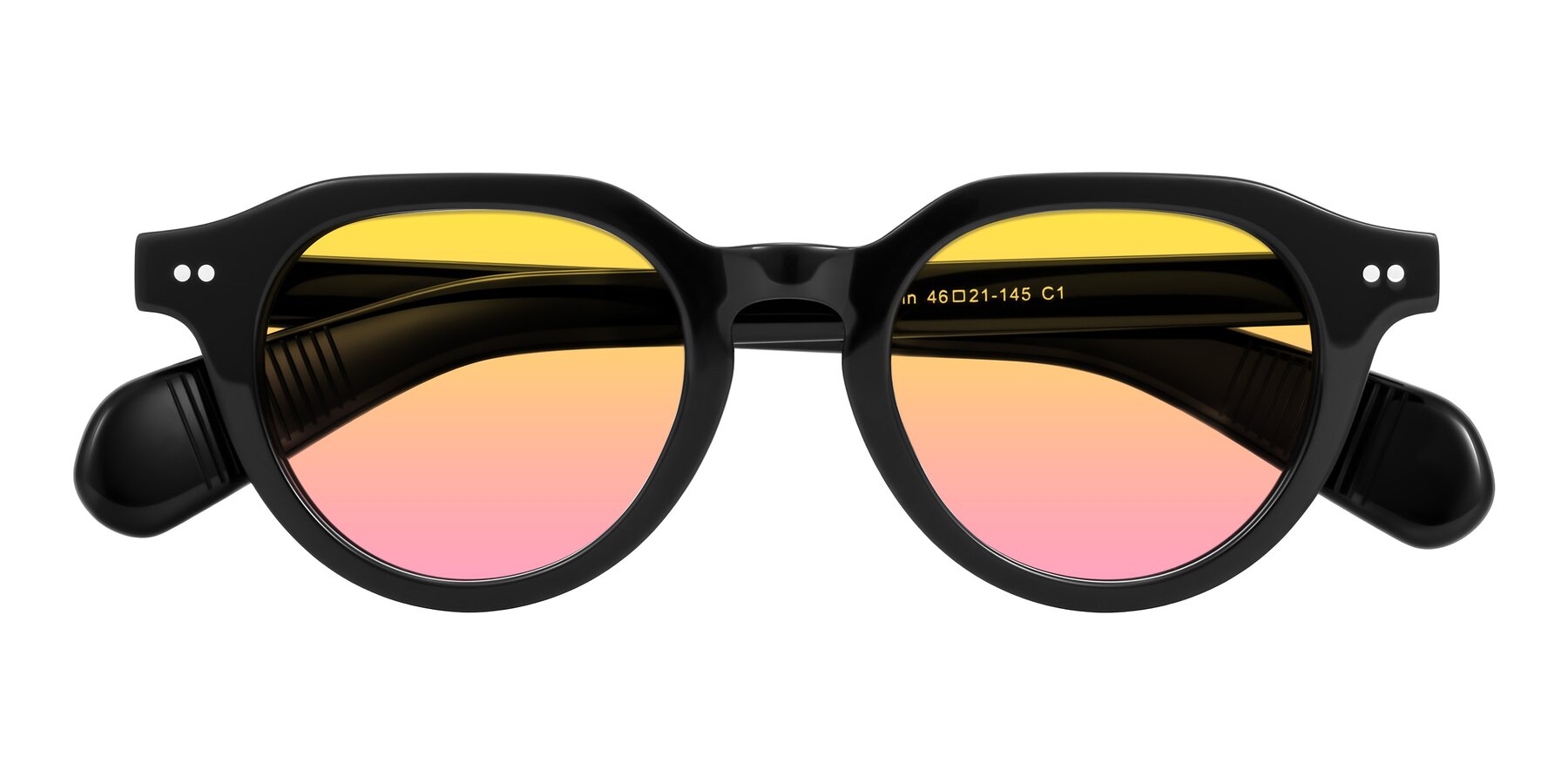 Folded Front of Rohamn in Black with Yellow / Pink Gradient Lenses