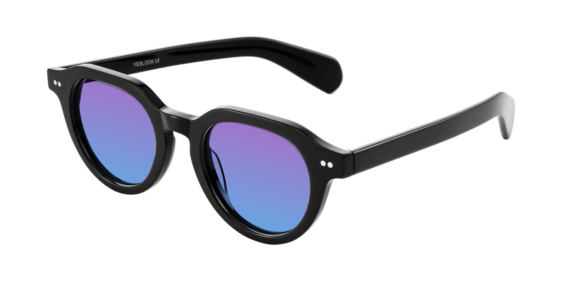 Angle of Rohamn in Black with Purple / Blue Gradient Lenses