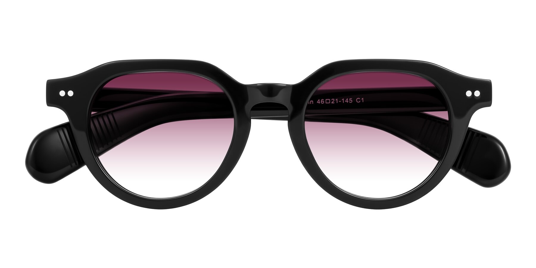 Folded Front of Rohamn in Black with Wine Gradient Lenses
