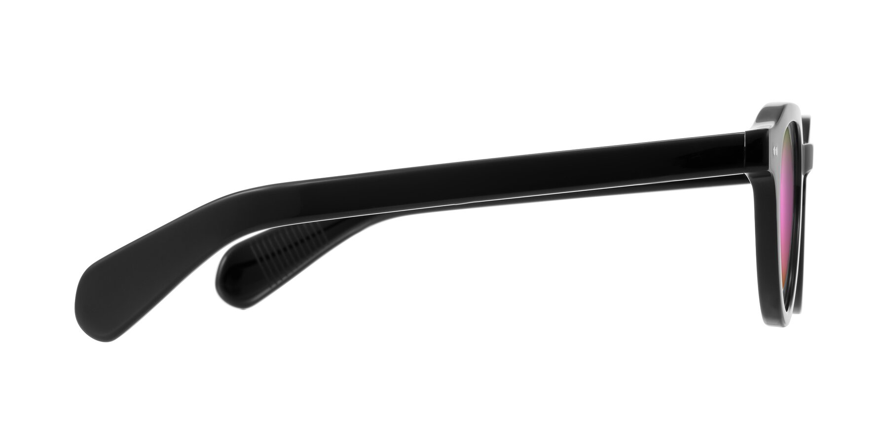 Side of Rohamn in Black with Pink Mirrored Lenses