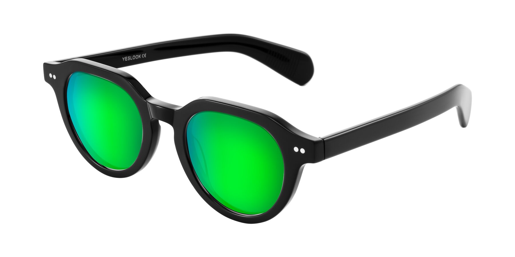 Angle of Rohamn in Black with Green Mirrored Lenses