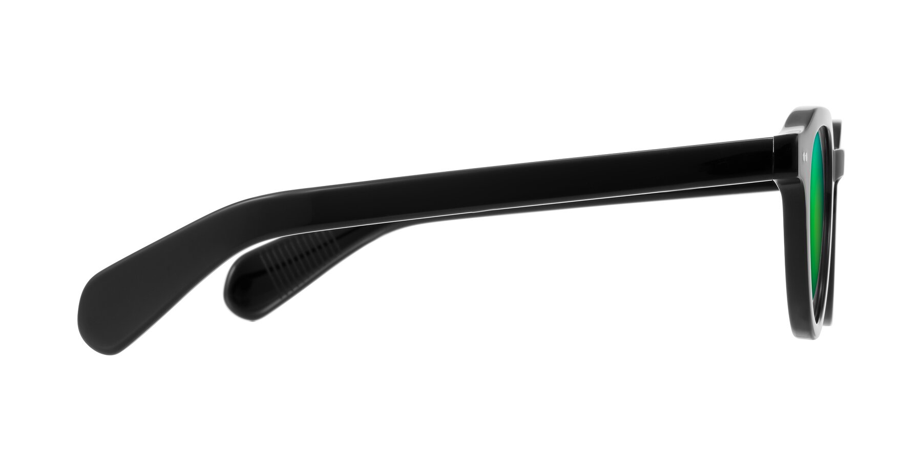 Side of Rohamn in Black with Green Mirrored Lenses