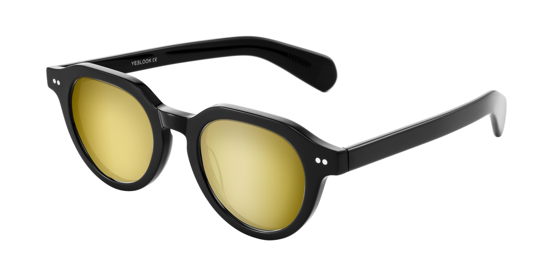 Angle of Rohamn in Black with Gold Mirrored Lenses