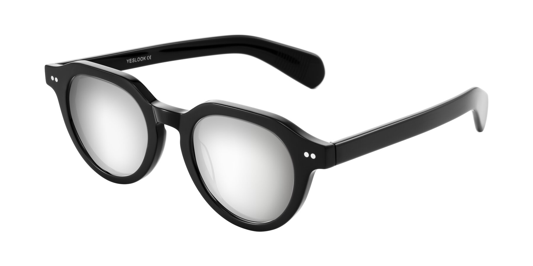 Angle of Rohamn in Black with Silver Mirrored Lenses