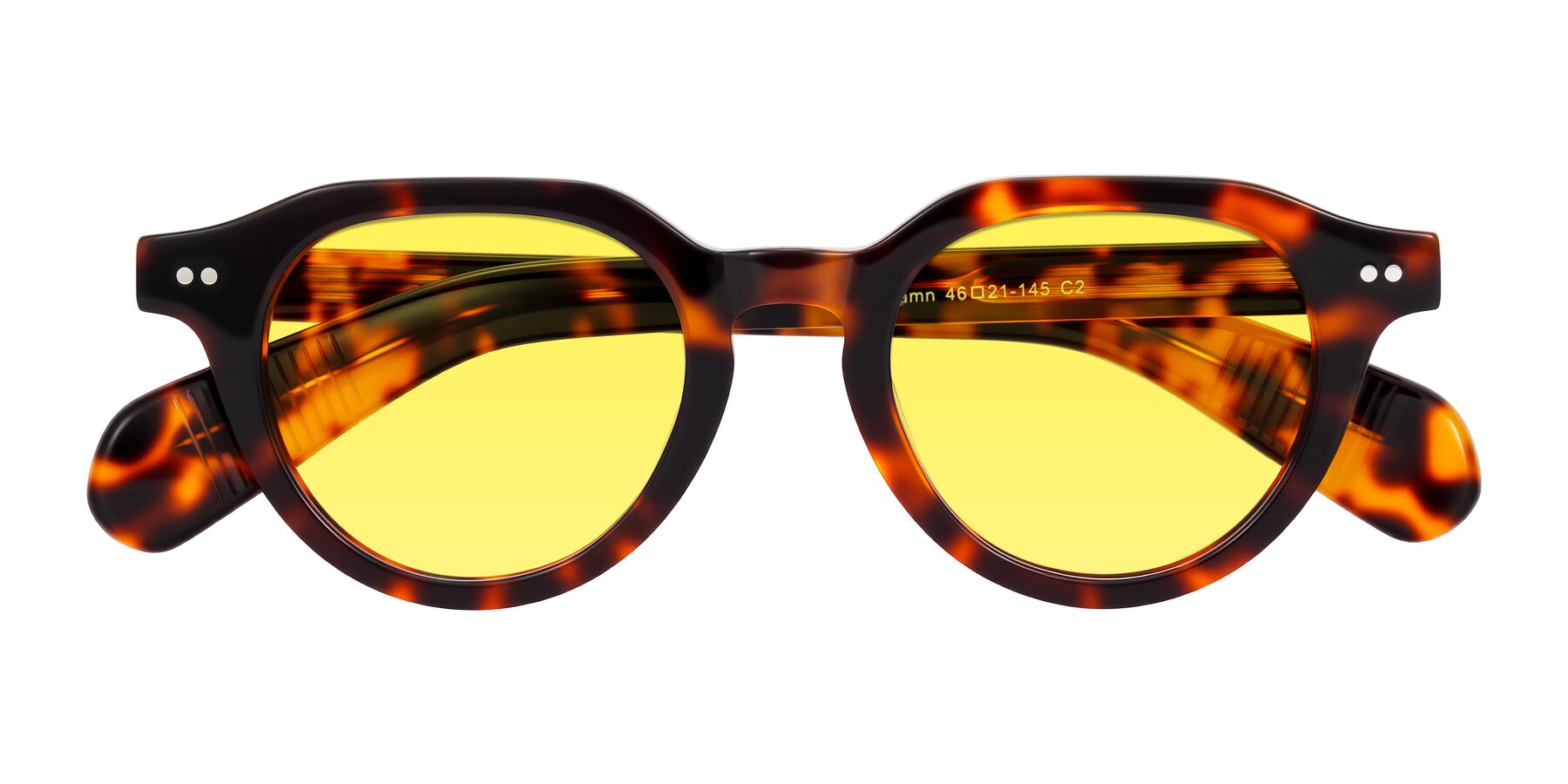 Folded Front of Rohamn in Tortoise with Medium Yellow Tinted Lenses