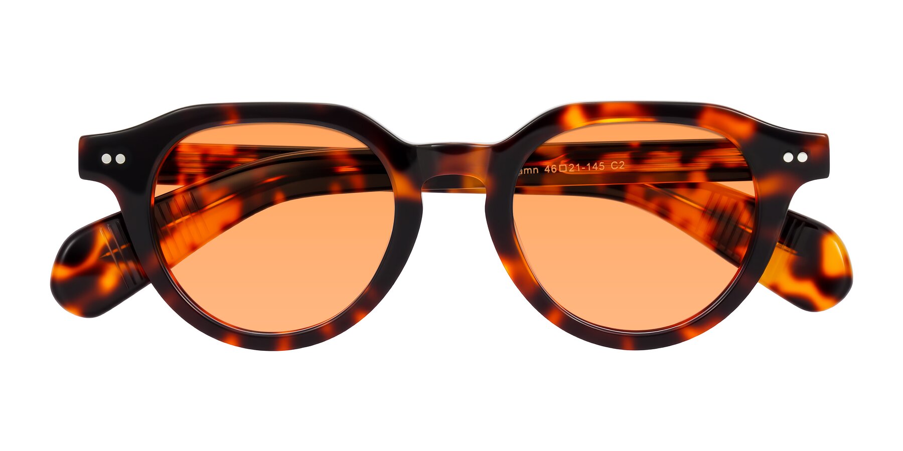 Folded Front of Rohamn in Tortoise with Medium Orange Tinted Lenses