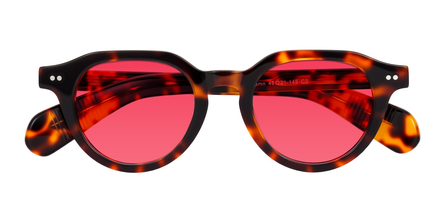 Folded Front of Rohamn in Tortoise with Red Tinted Lenses