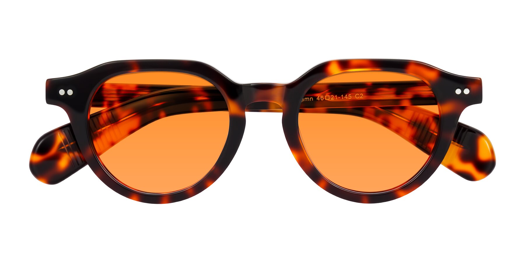 Folded Front of Rohamn in Tortoise with Orange Tinted Lenses