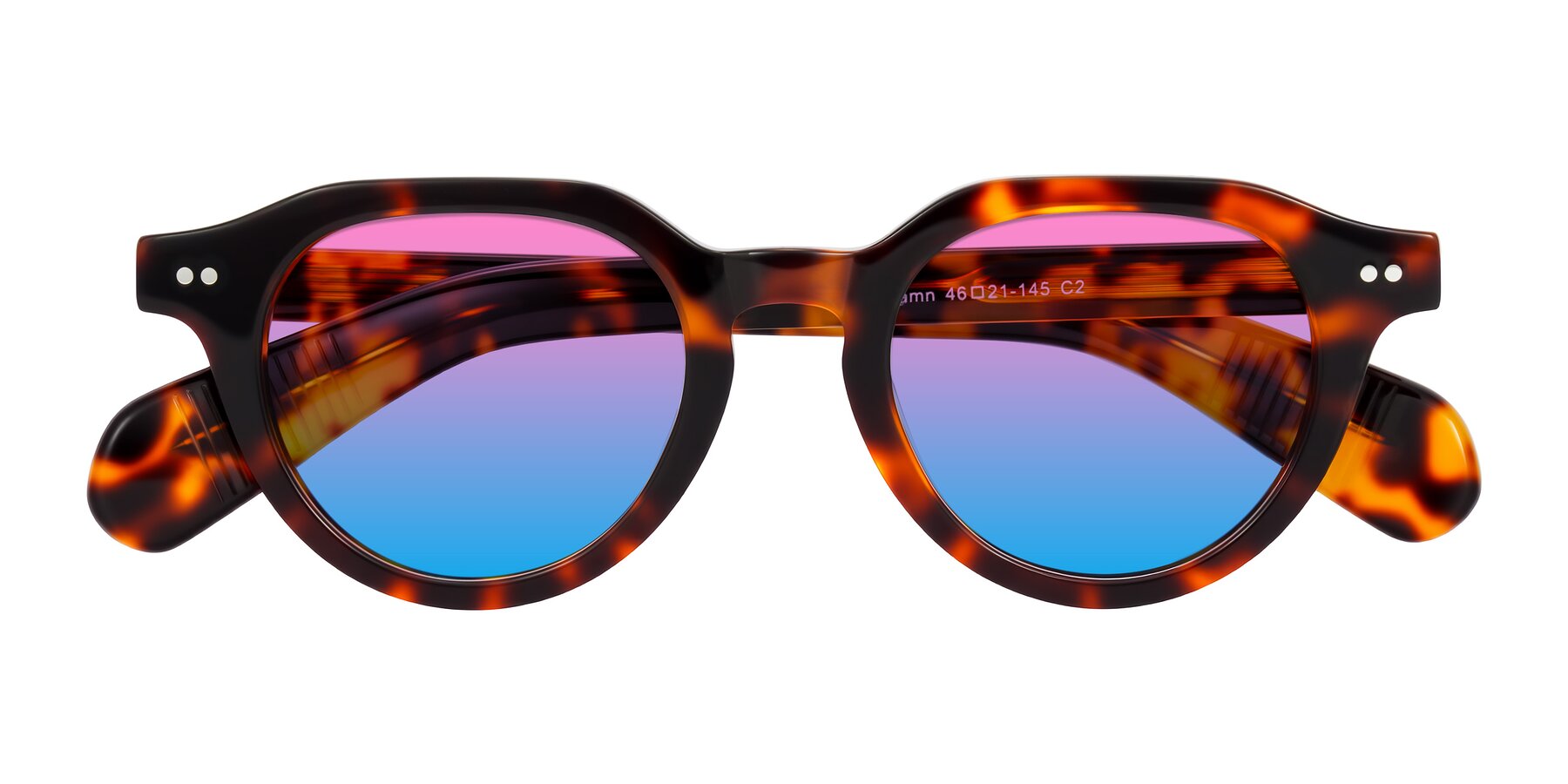 Folded Front of Rohamn in Tortoise with Pink / Blue Gradient Lenses