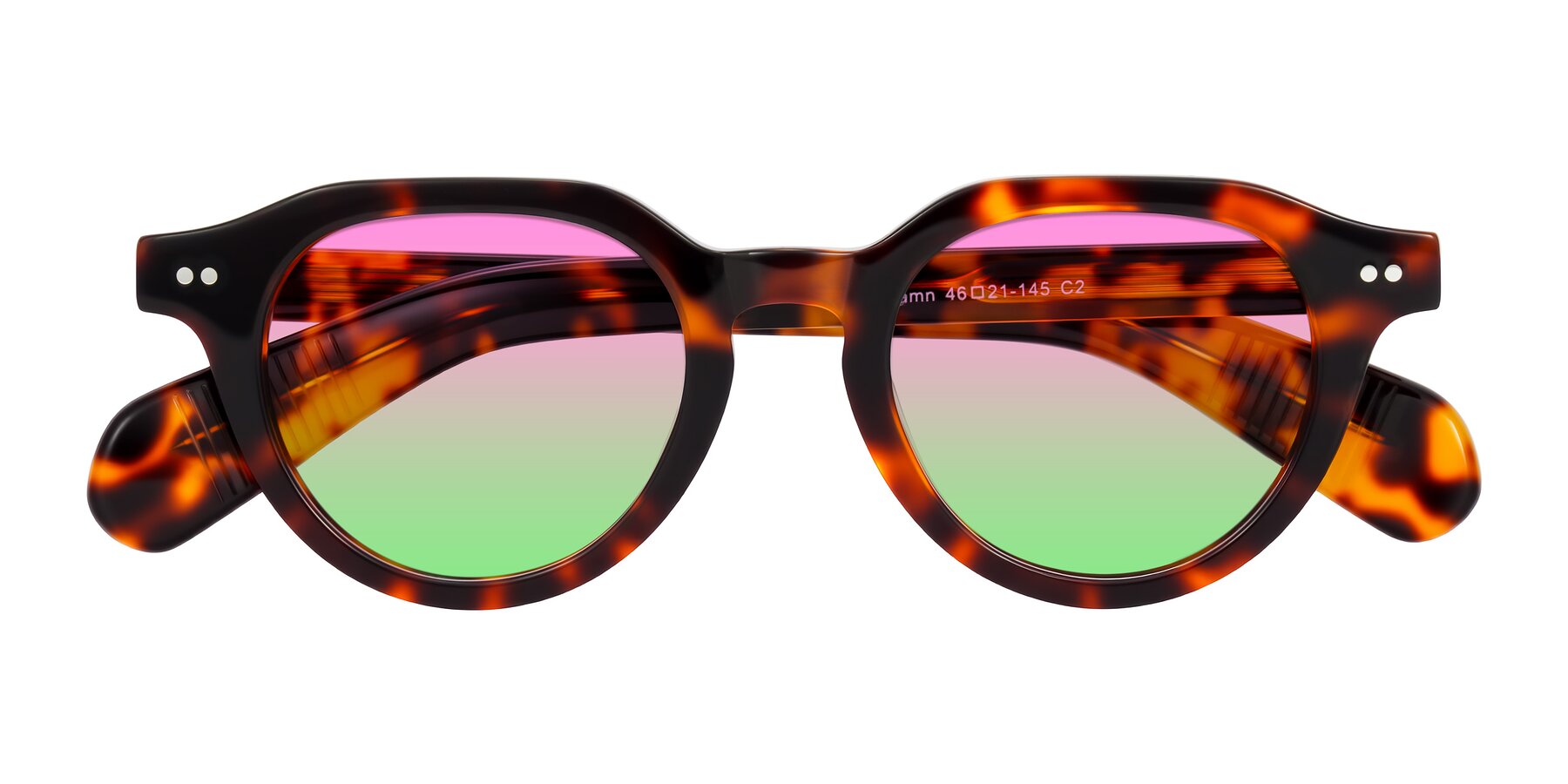 Folded Front of Rohamn in Tortoise with Pink / Green Gradient Lenses