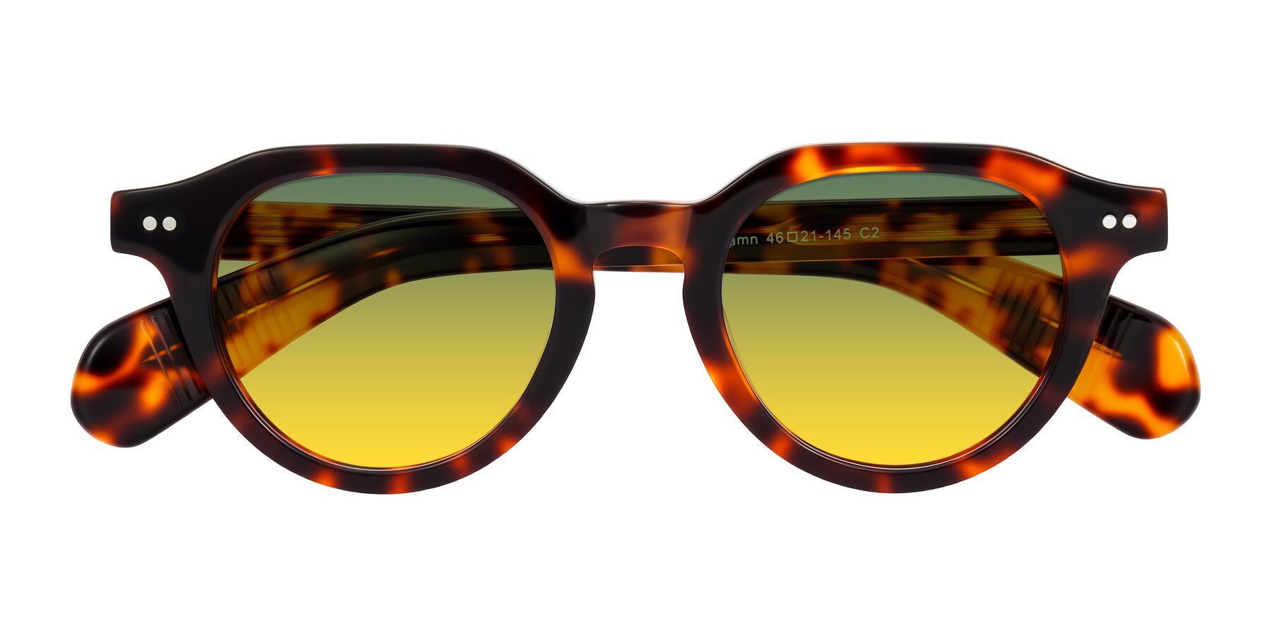 Folded Front of Rohamn in Tortoise with Green / Yellow Gradient Lenses
