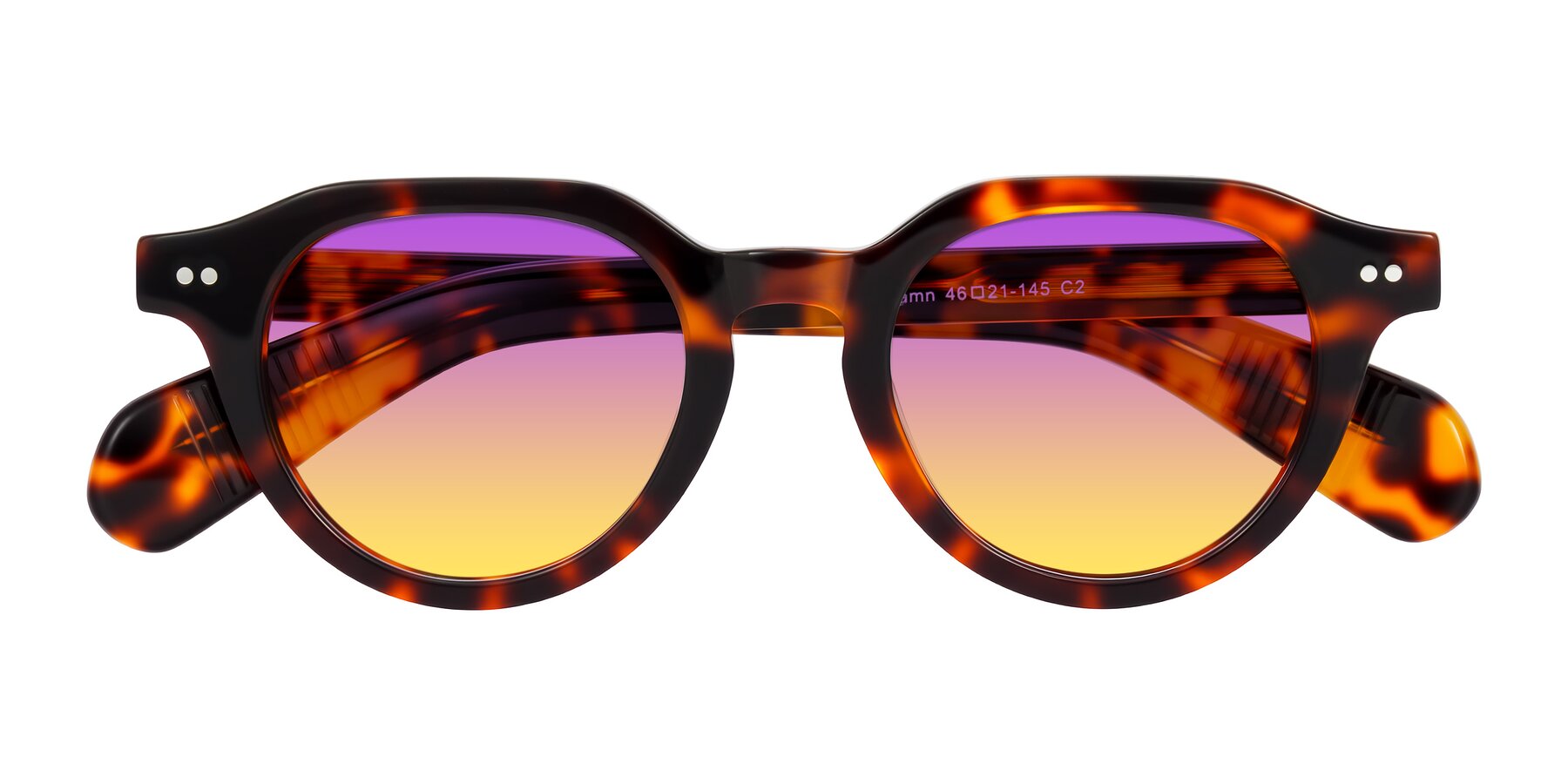Folded Front of Rohamn in Tortoise with Purple / Yellow Gradient Lenses