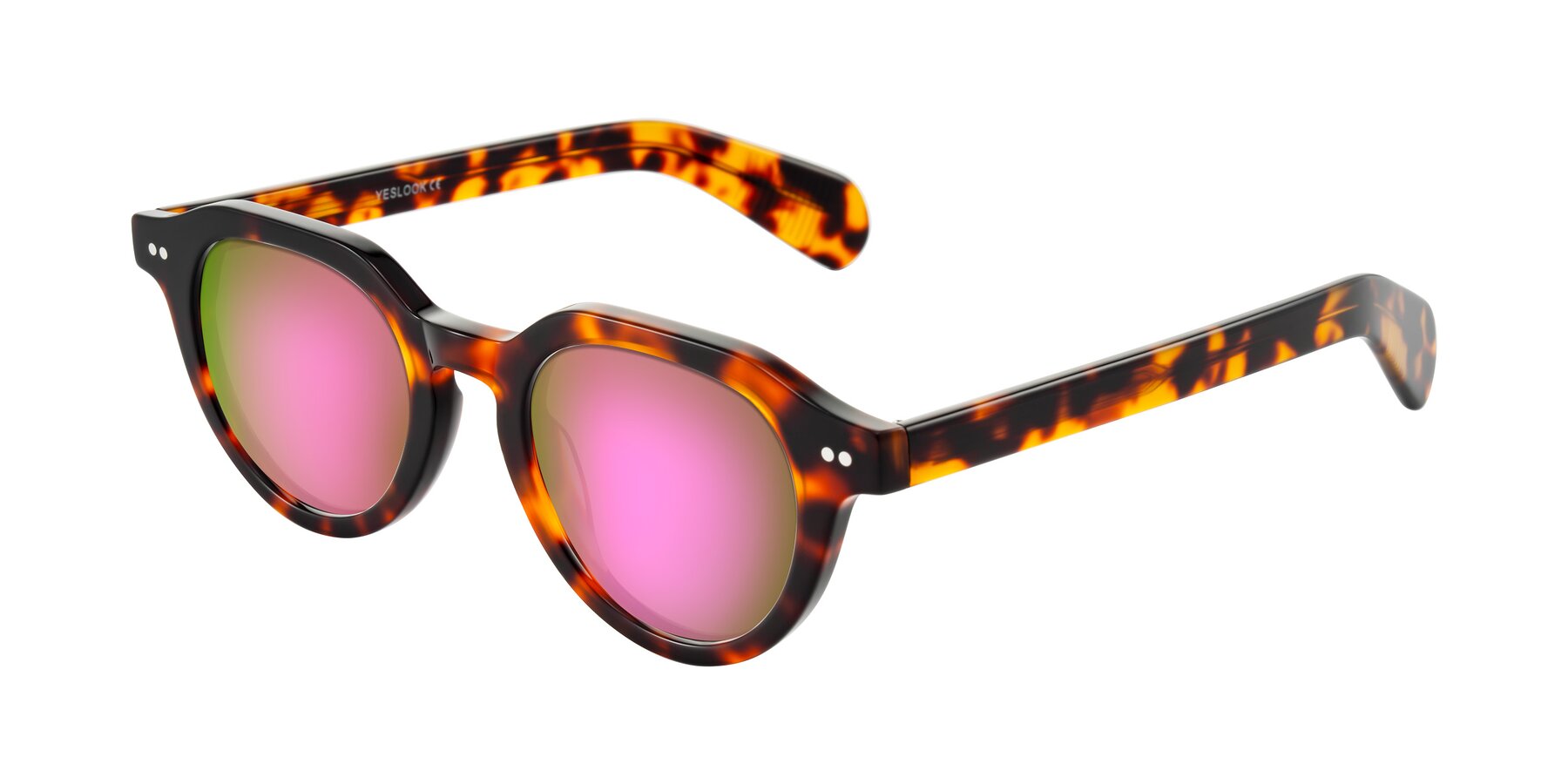 Angle of Rohamn in Tortoise with Pink Mirrored Lenses