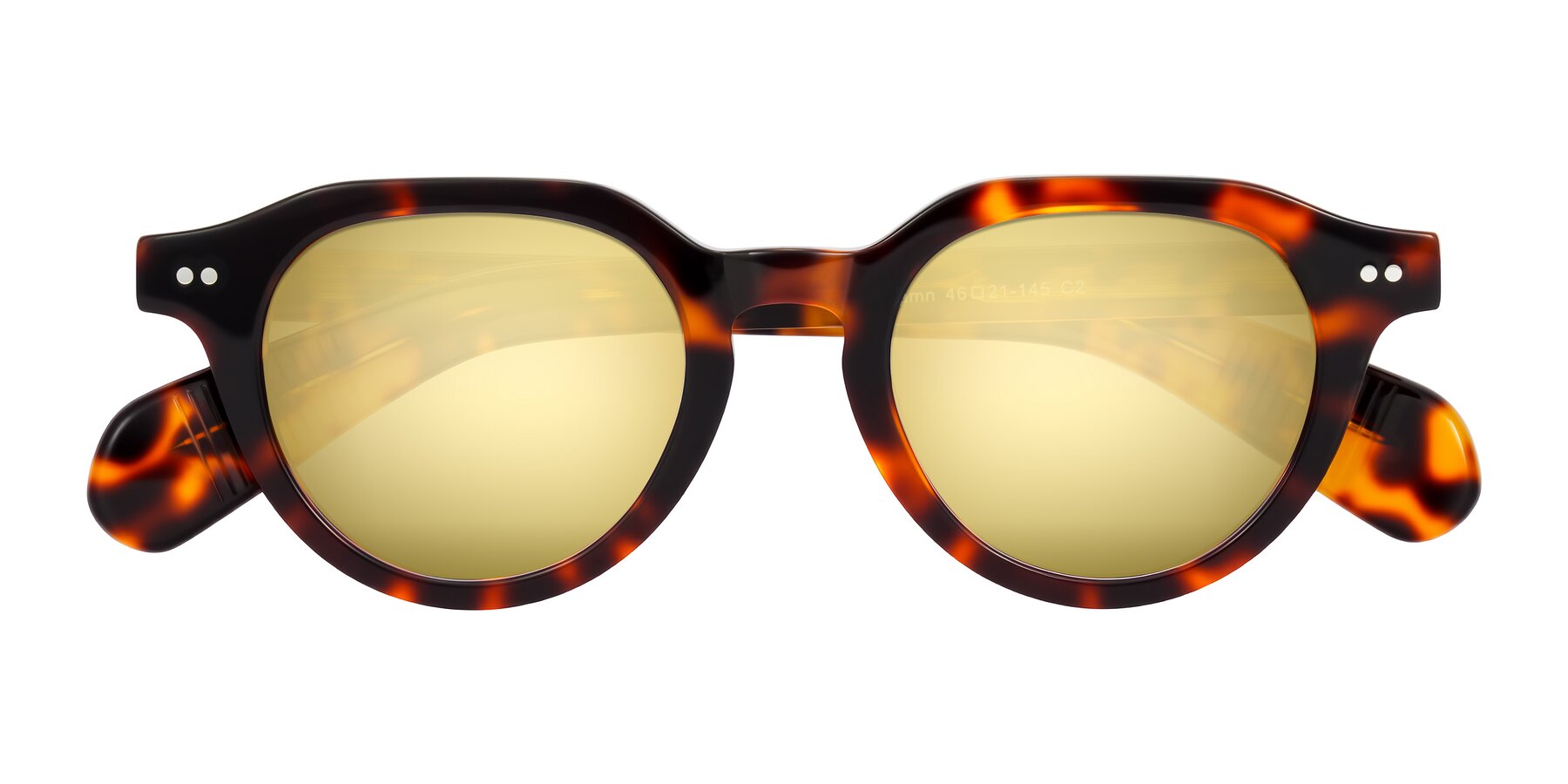 Folded Front of Rohamn in Tortoise with Gold Mirrored Lenses