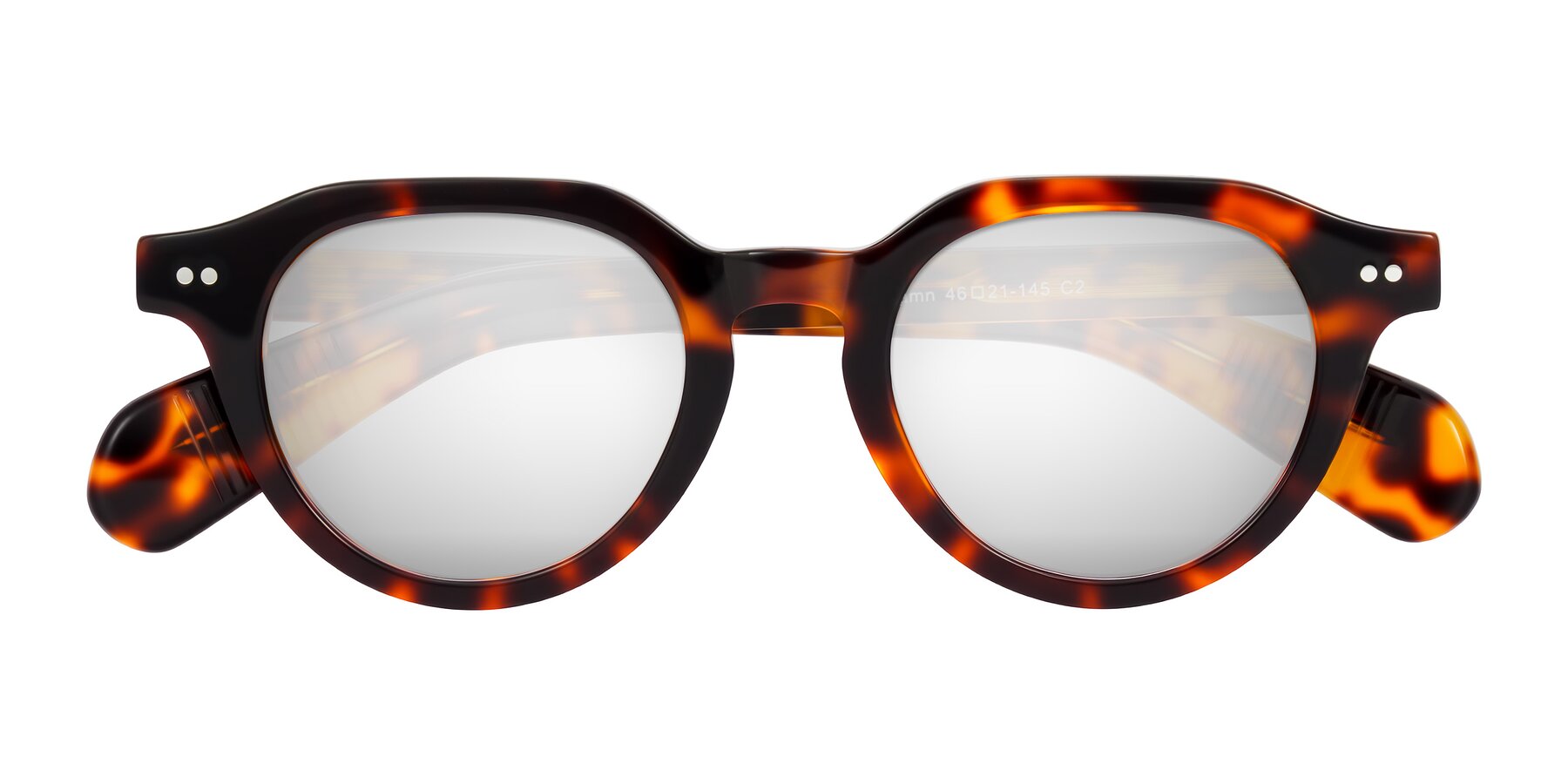 Folded Front of Rohamn in Tortoise with Silver Mirrored Lenses