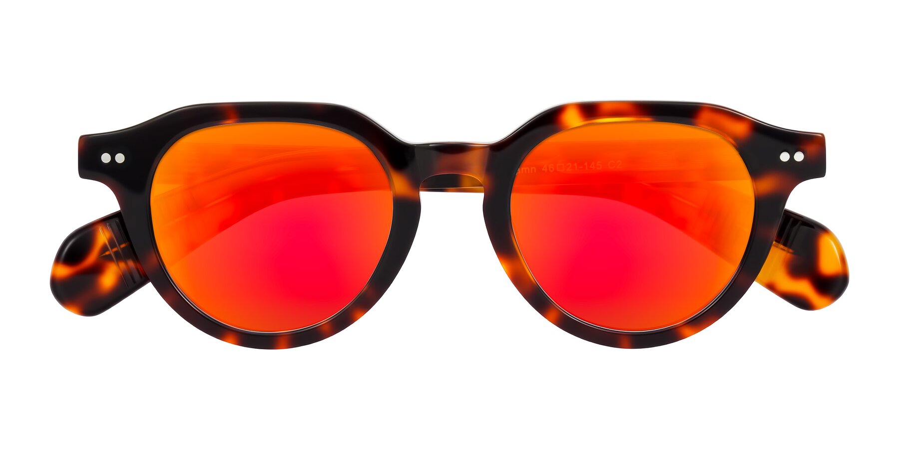 Folded Front of Rohamn in Tortoise with Red Gold Mirrored Lenses