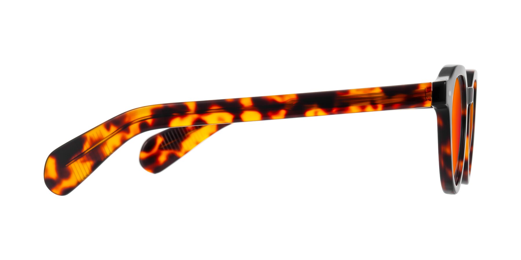 Side of Rohamn in Tortoise with Red Gold Mirrored Lenses