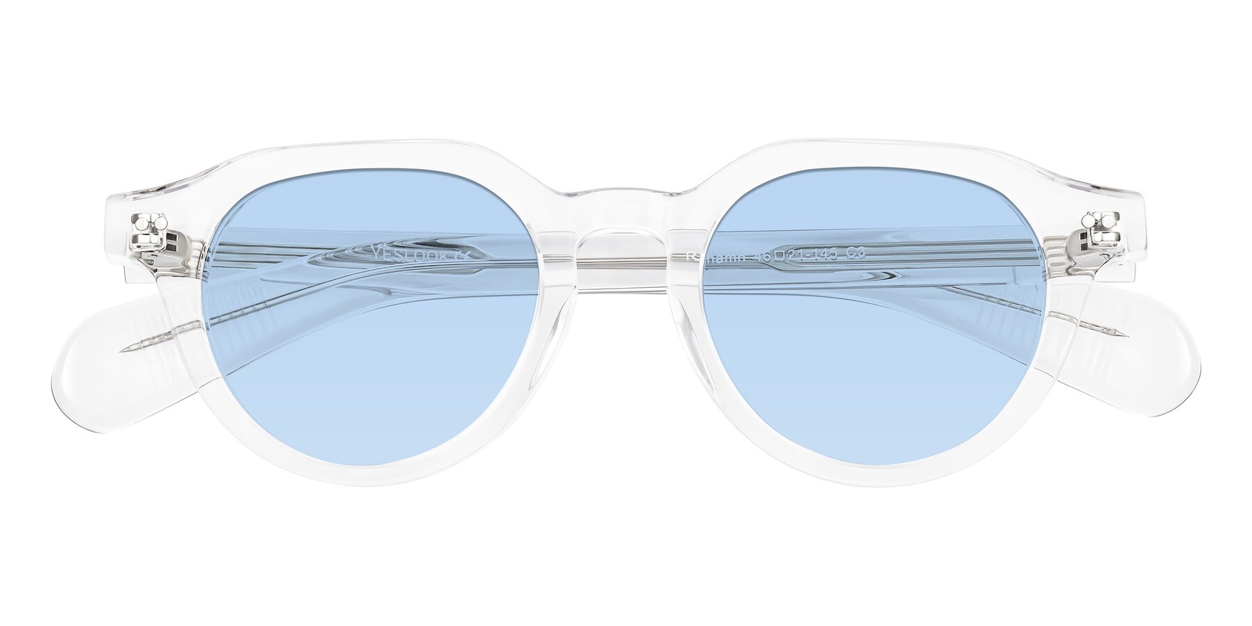 Folded Front of Rohamn in Clear with Light Blue Tinted Lenses