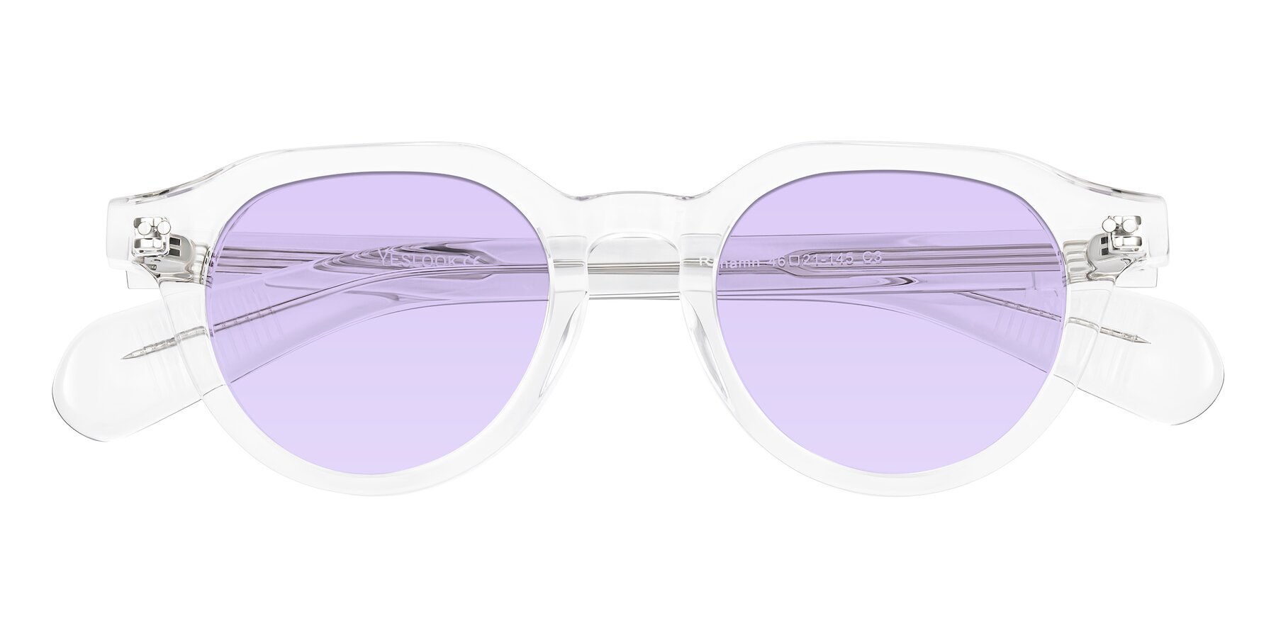 Folded Front of Rohamn in Clear with Light Purple Tinted Lenses