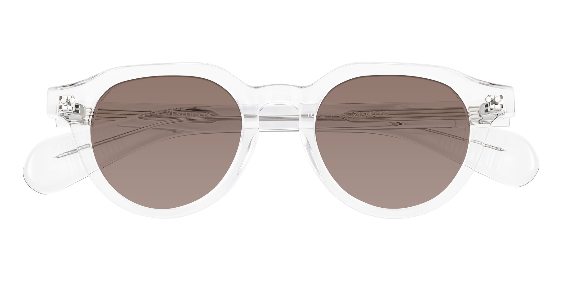 Folded Front of Rohamn in Clear with Medium Brown Tinted Lenses