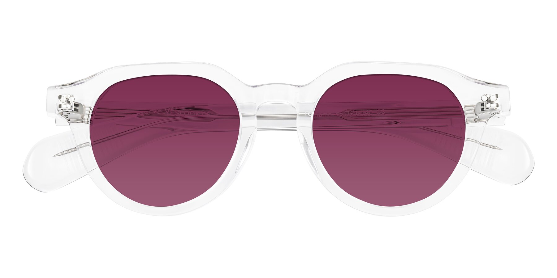 Folded Front of Rohamn in Clear with Wine Tinted Lenses