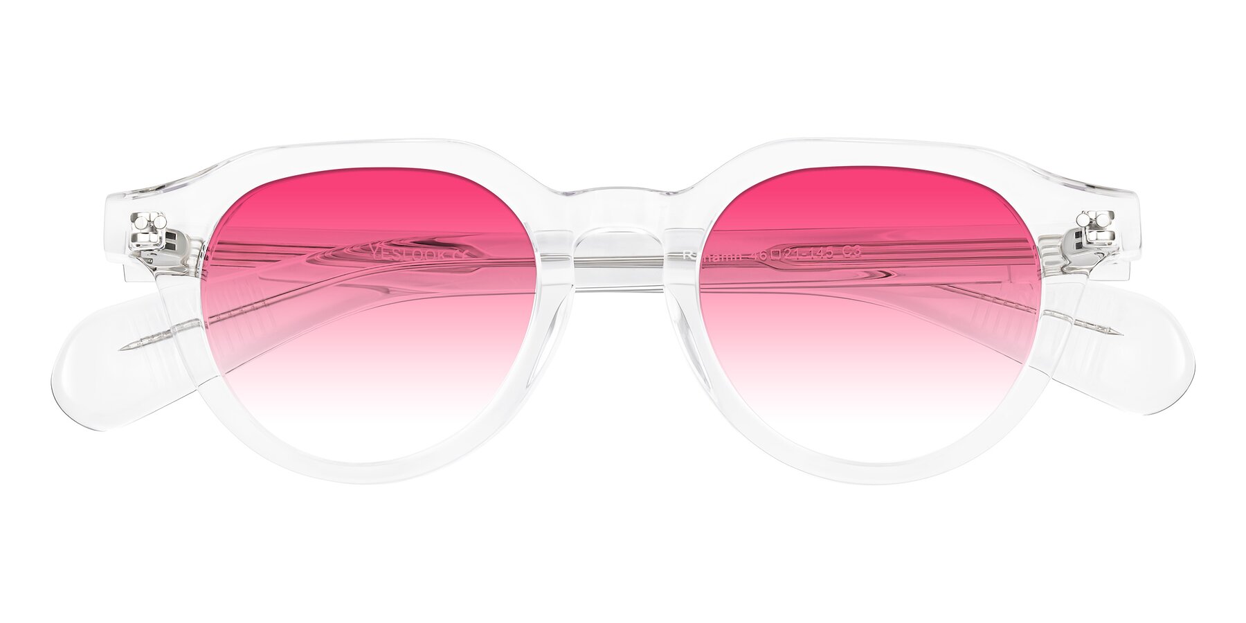 Folded Front of Rohamn in Clear with Pink Gradient Lenses
