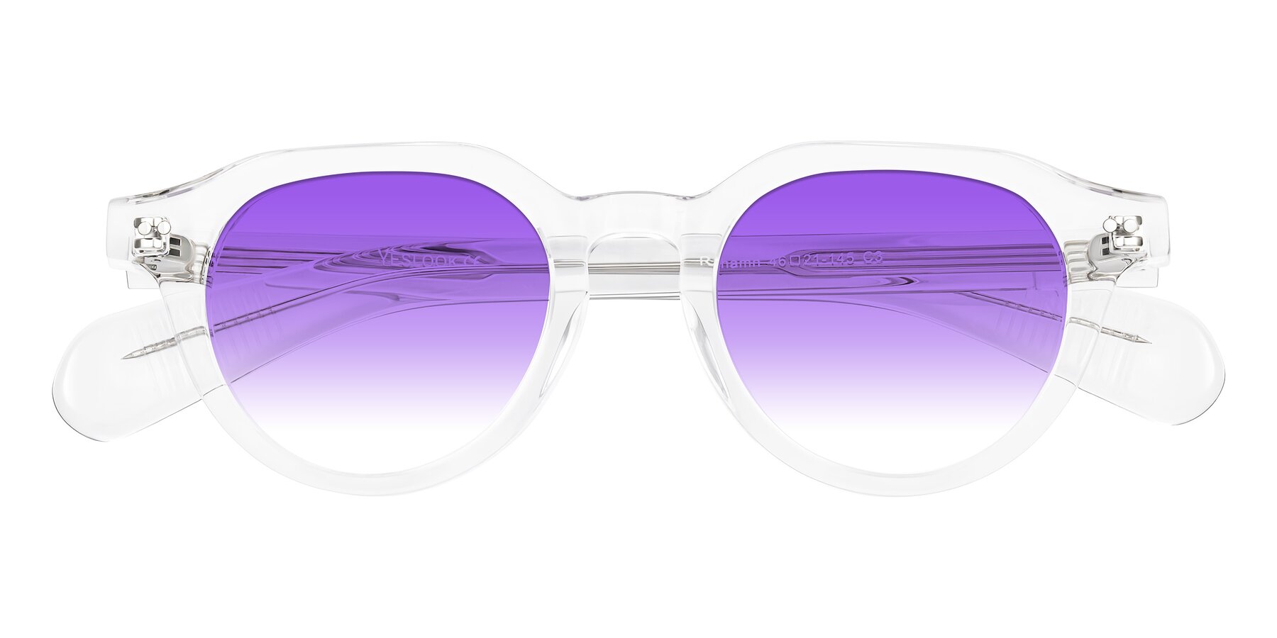 Folded Front of Rohamn in Clear with Purple Gradient Lenses