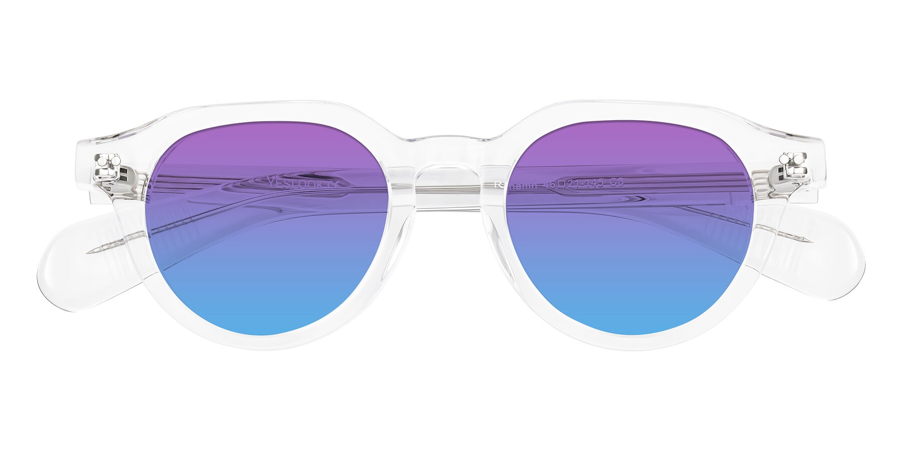 Folded Front of Rohamn in Clear with Purple / Blue Gradient Lenses