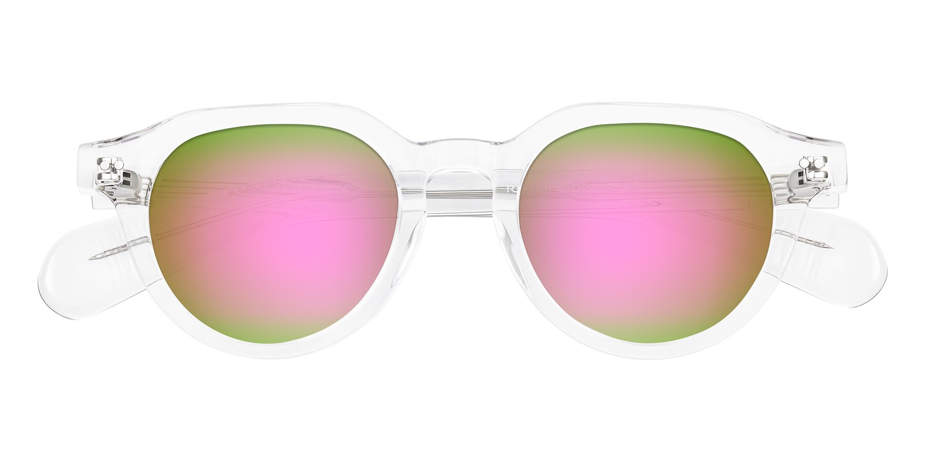 Folded Front of Rohamn in Clear with Pink Mirrored Lenses