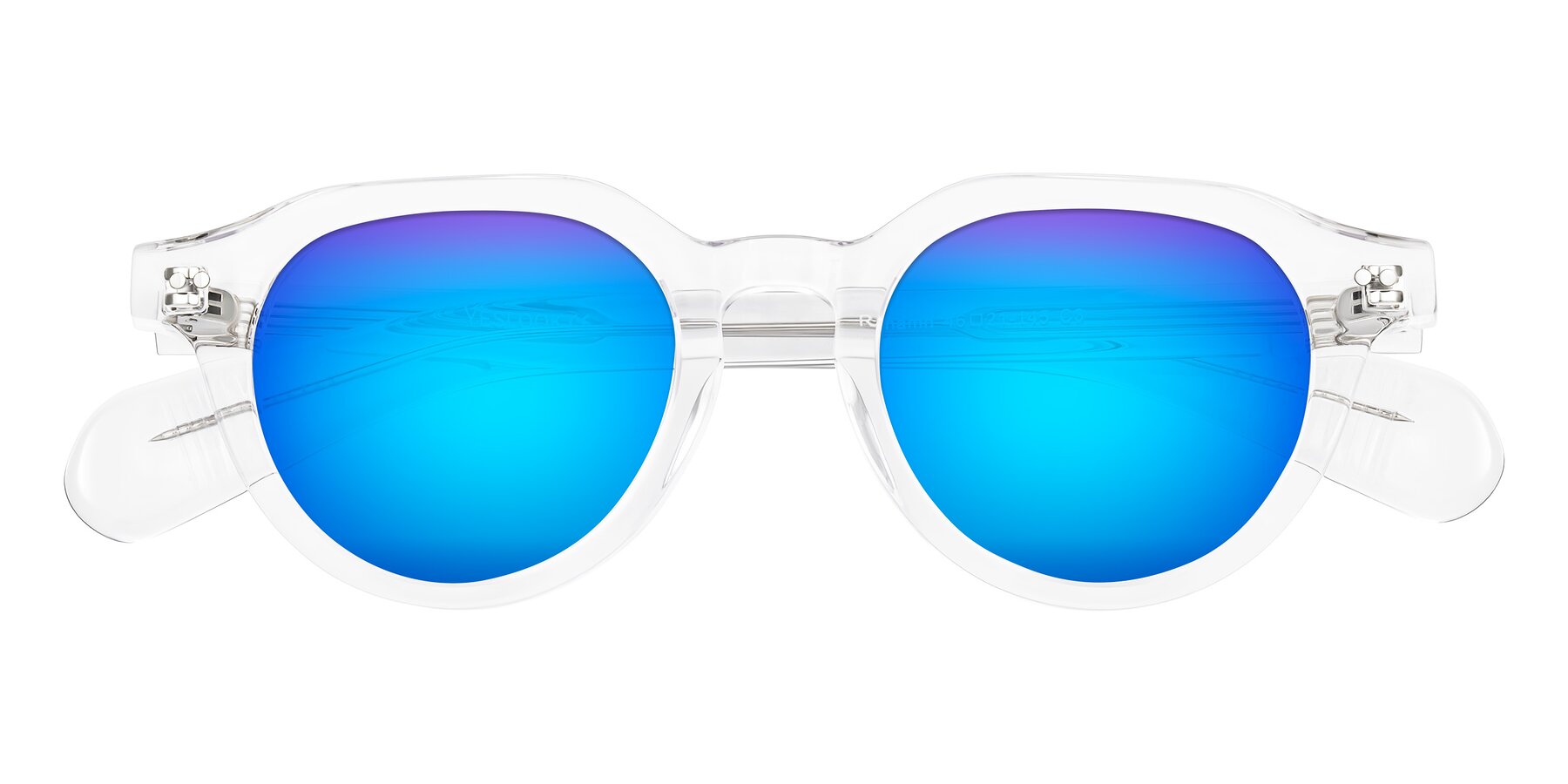 Folded Front of Rohamn in Clear with Blue Mirrored Lenses