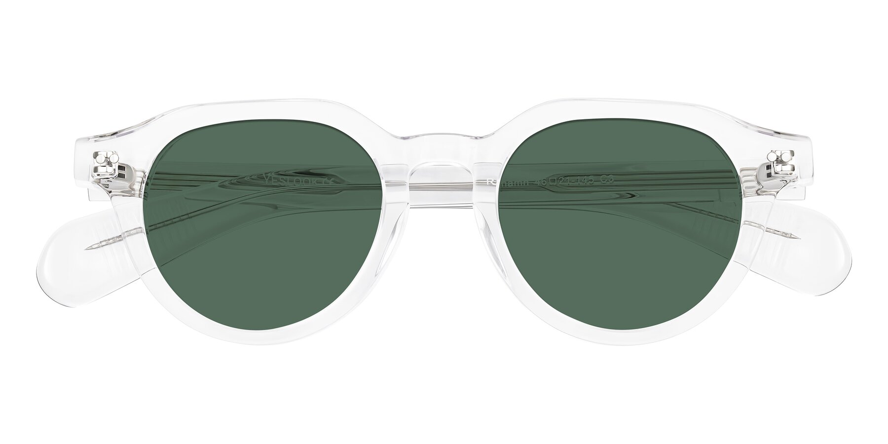 Folded Front of Rohamn in Clear with Green Polarized Lenses