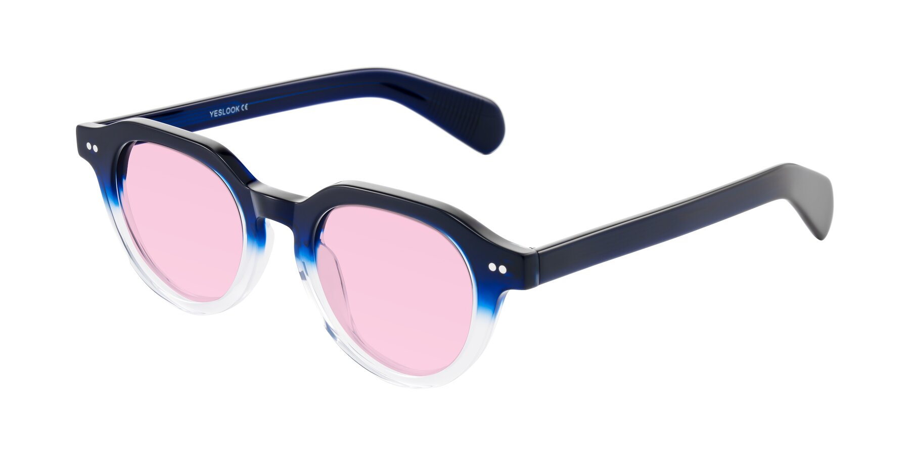 Angle of Rohamn in Navy Blue/Clear with Light Pink Tinted Lenses