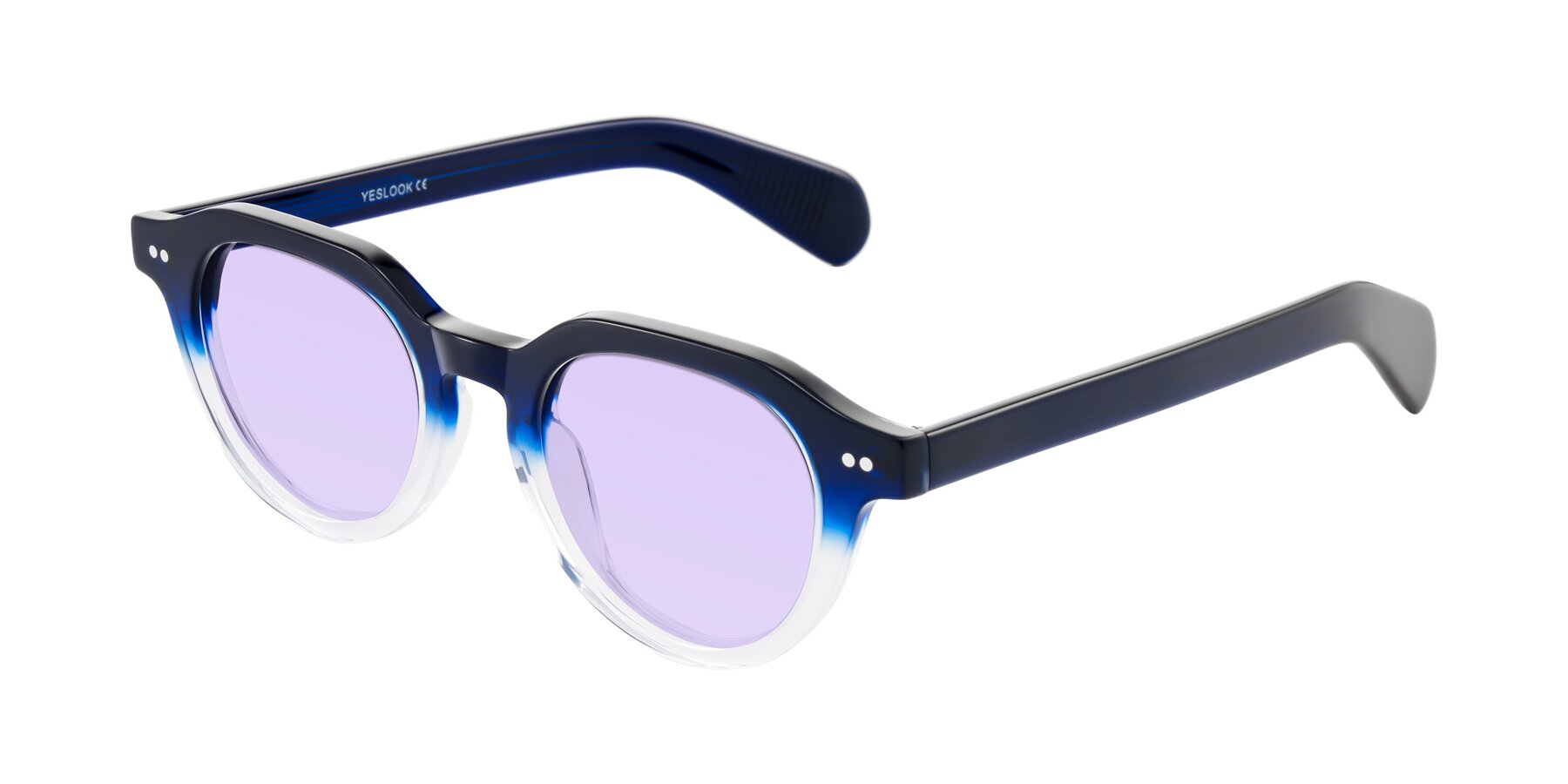 Angle of Rohamn in Navy Blue/Clear with Light Purple Tinted Lenses