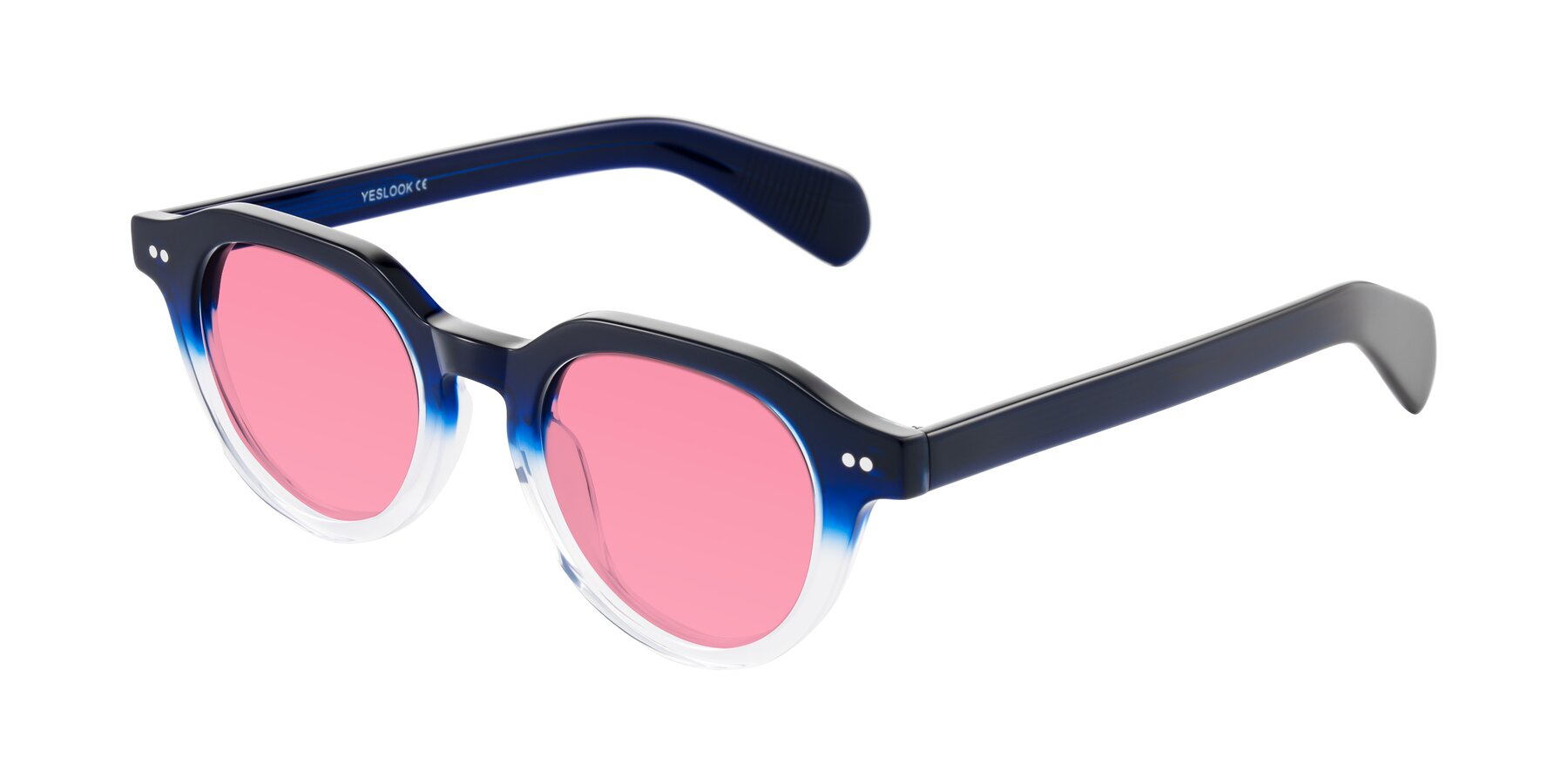 Angle of Rohamn in Navy Blue/Clear with Pink Tinted Lenses